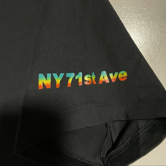 Bershka Men’s / Unisex New York Solid Black Short Sleeve Medium Nice Logo Front - Picture 5 of 7